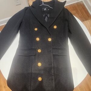 Black Double-Breasted Blazer with Gold Buttons
